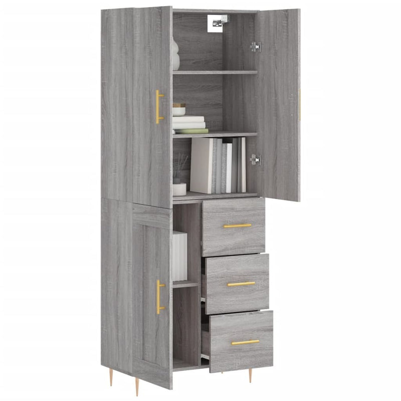 Highboard Grey Sonoma 69.5x34x180 cm Engineered Wood