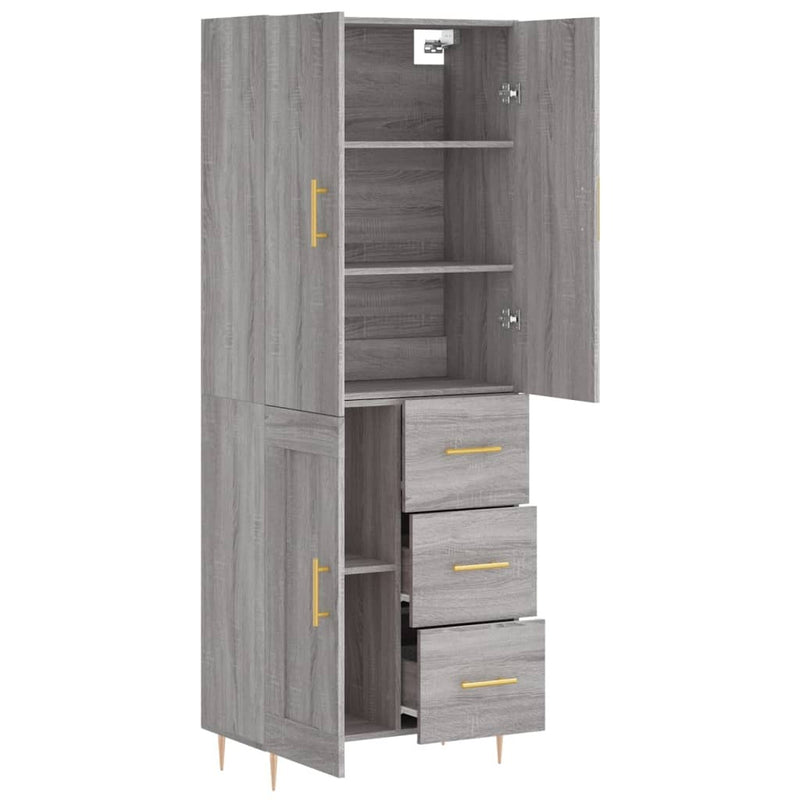 Highboard Grey Sonoma 69.5x34x180 cm Engineered Wood