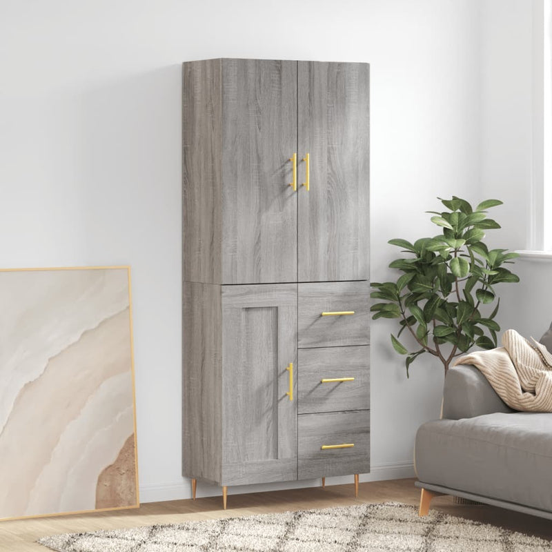 Highboard Grey Sonoma 69.5x34x180 cm Engineered Wood