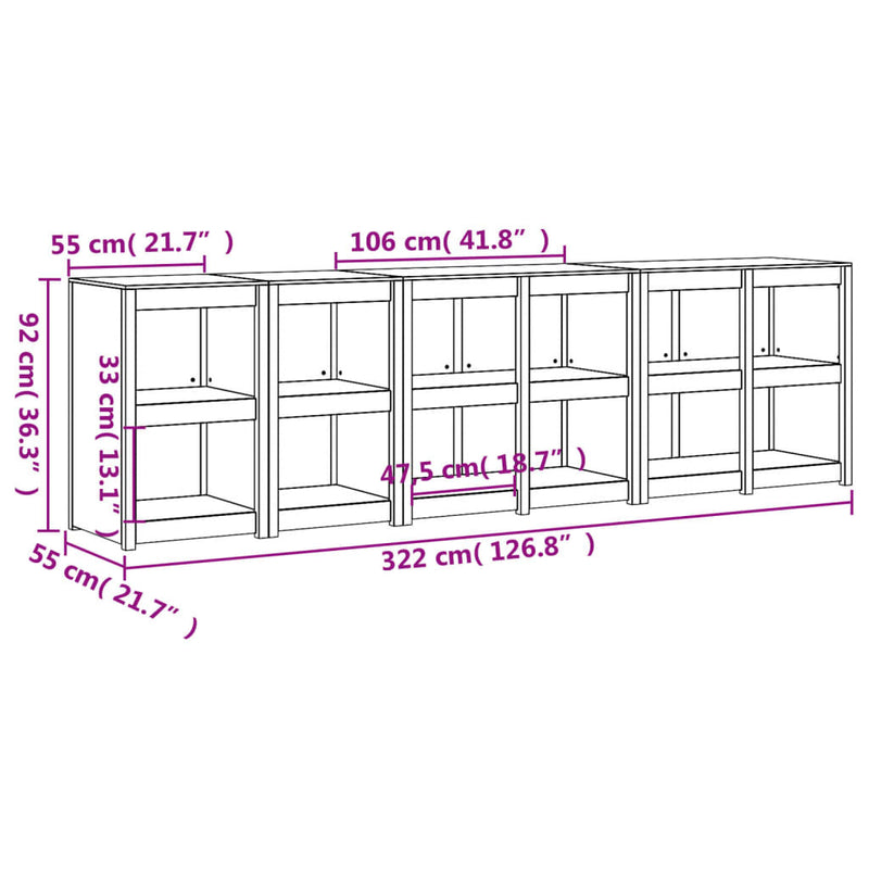 Outdoor Kitchen Cabinets 4 pcs White Solid Wood Pine