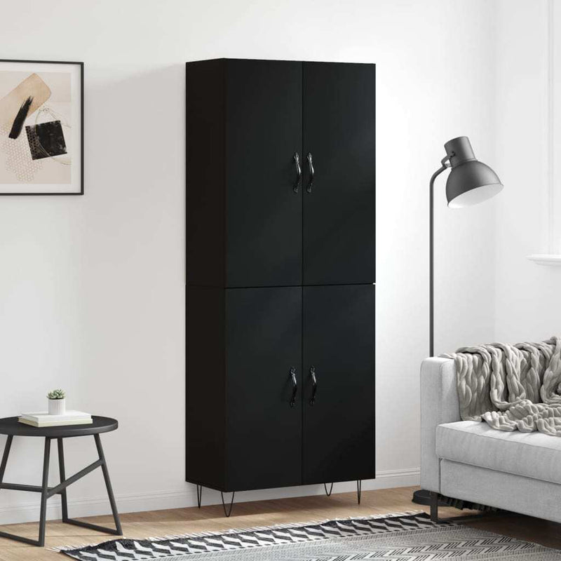 Highboard Black 69.5x34x180 cm Engineered Wood