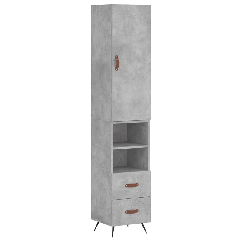 Highboard Concrete Grey 34.5x34x180 cm Engineered Wood