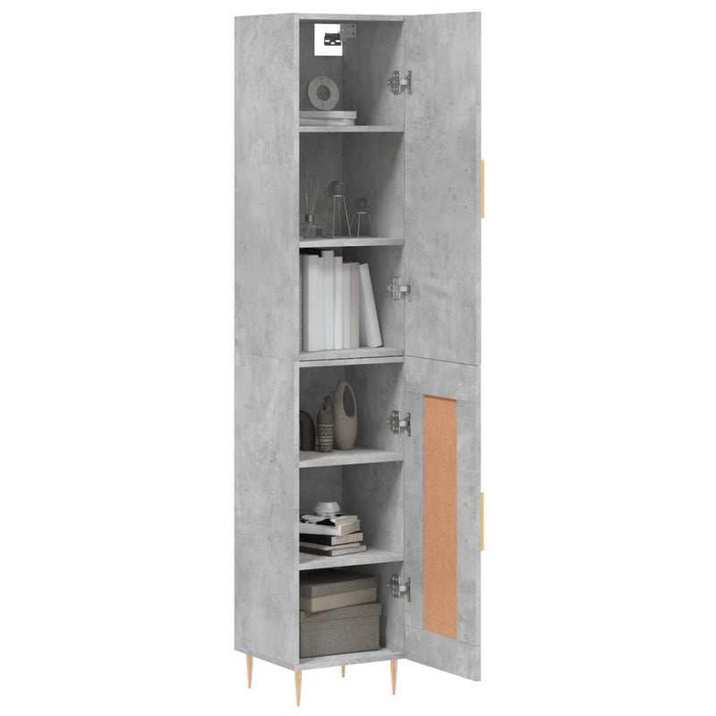 Highboard Concrete Grey 34.5x34x180 cm Engineered Wood