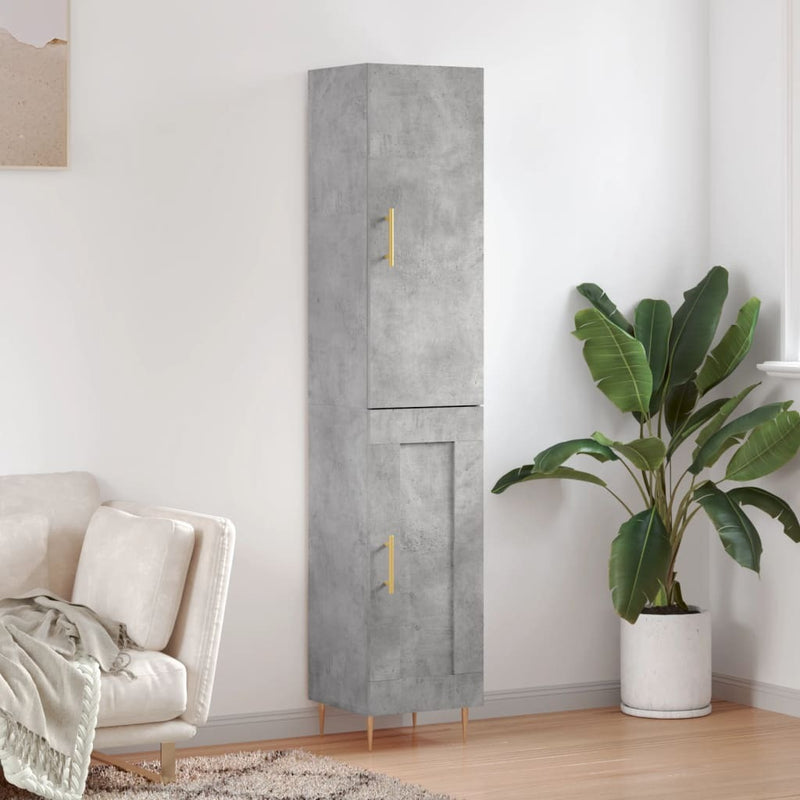 Highboard Concrete Grey 34.5x34x180 cm Engineered Wood