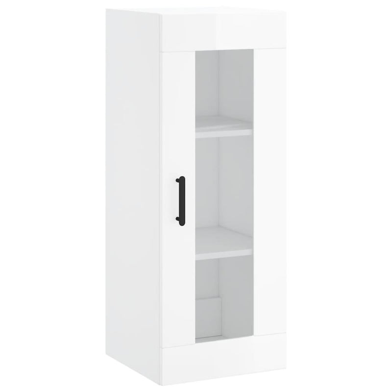 Highboard High Gloss White 34.5x34x180 cm Engineered Wood