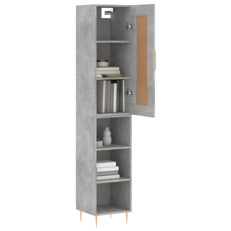 Highboard Concrete Grey 34.5x34x180 cm Engineered Wood