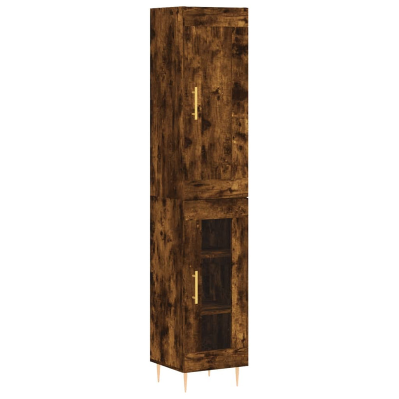 Highboard Smoked Oak 34.5x34x180 cm?Engineered Wood