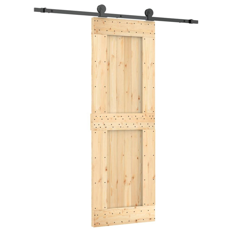 Sliding Door with Hardware Set 70x210 cm Solid Wood Pine