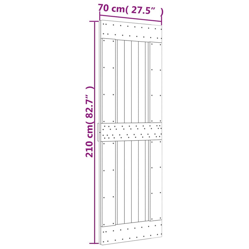 Sliding Door with Hardware Set 70x210 cm Solid Wood Pine