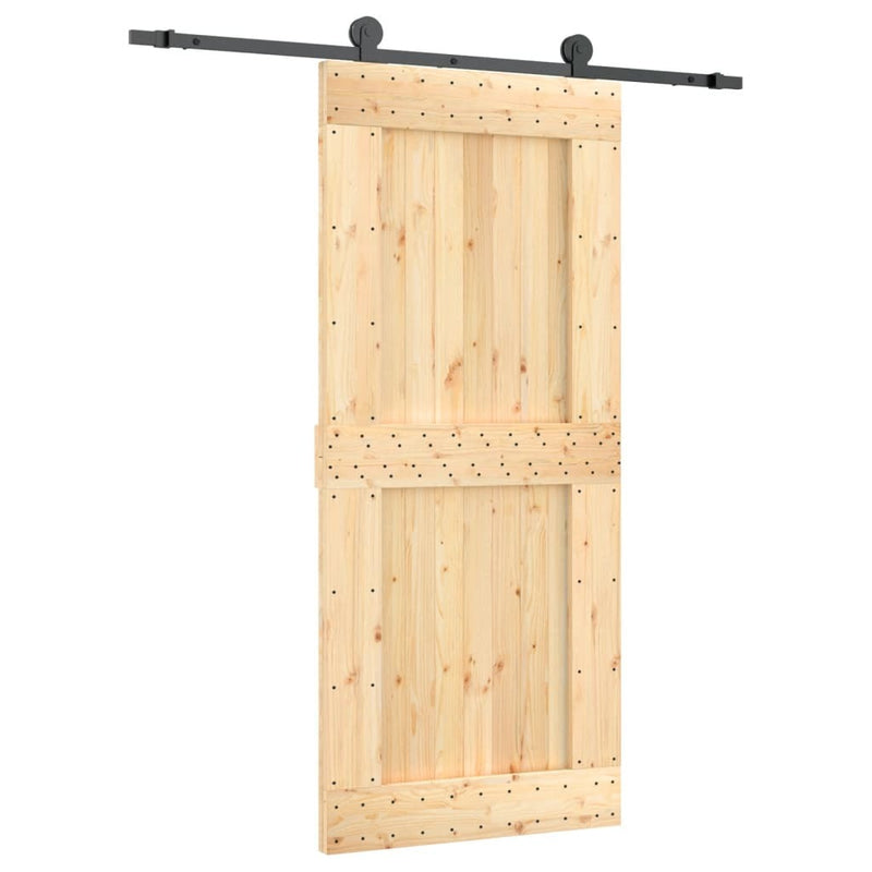 Sliding Door with Hardware Set 90x210 cm Solid Wood Pine