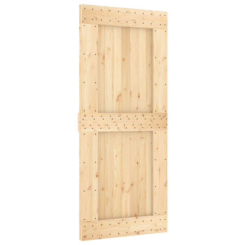 Sliding Door with Hardware Set 90x210 cm Solid Wood Pine