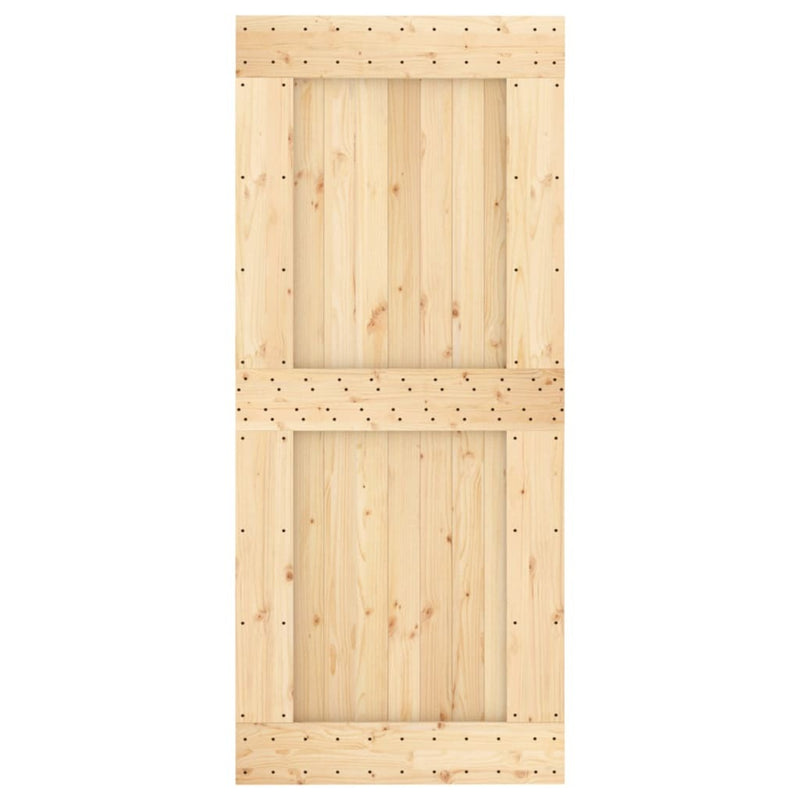 Sliding Door with Hardware Set 90x210 cm Solid Wood Pine