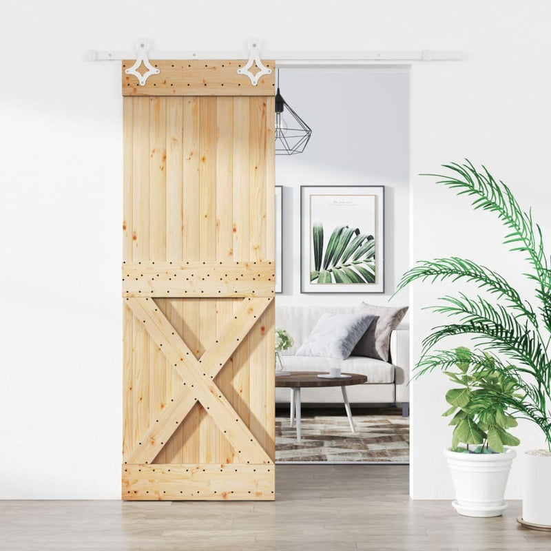 Sliding Door with Hardware Set 85x210 cm Solid Wood Pine