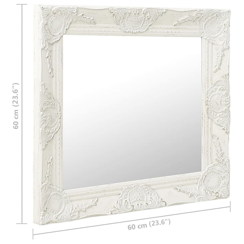 Wall Mirror Baroque Style 60x60 cm White