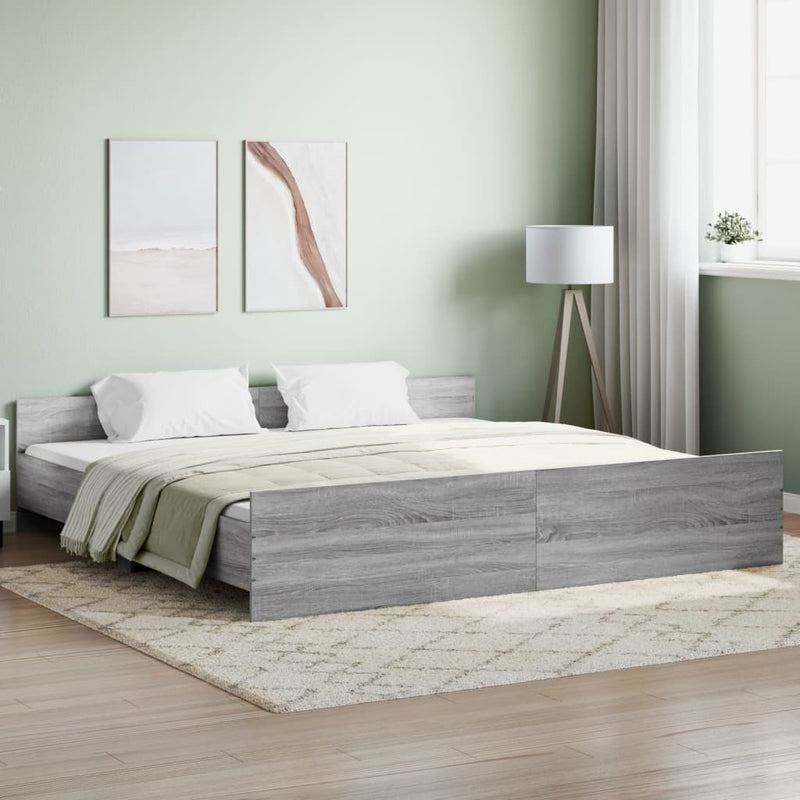 Bed Frame without Mattress Grey Sonoma 180x200 cm Super King