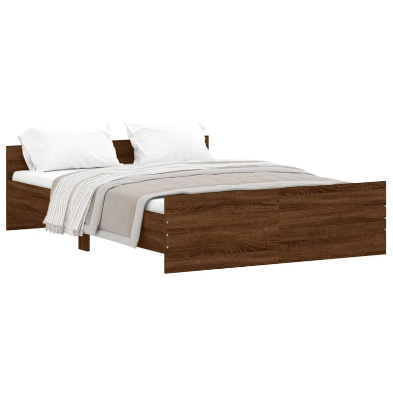 Bed Frame without Mattress Brown Oak 140x190 cm