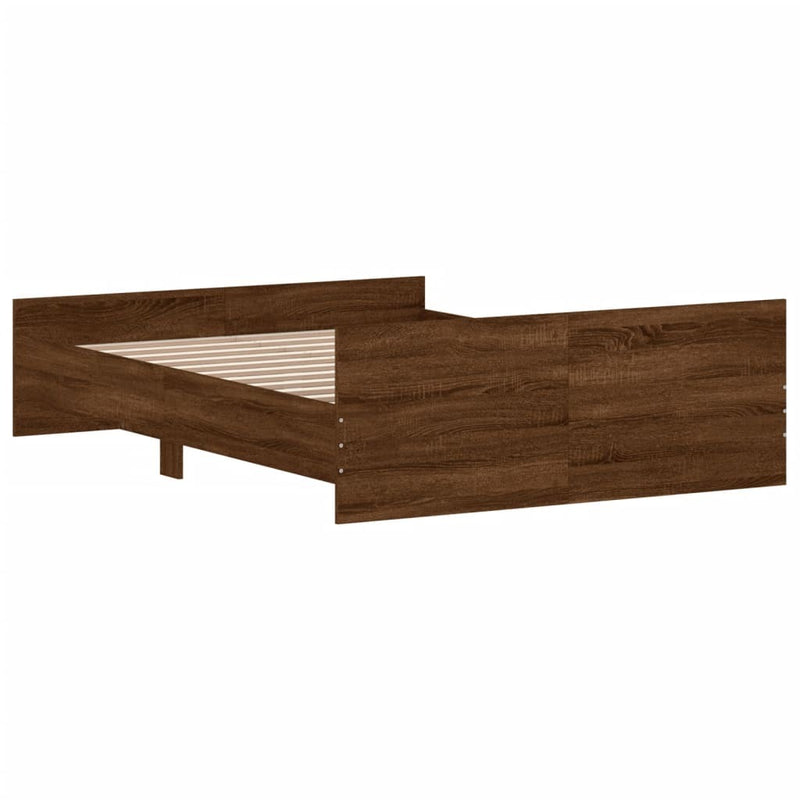 Bed Frame without Mattress Brown Oak 140x190 cm