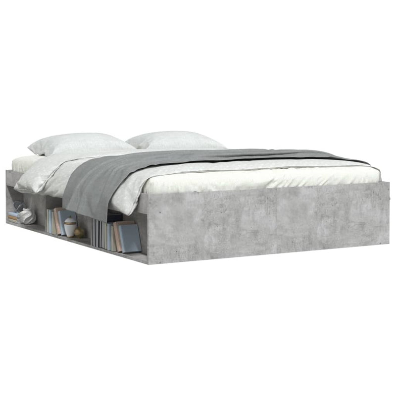 Bed Frame without Mattress Concrete Grey 140x190 cm