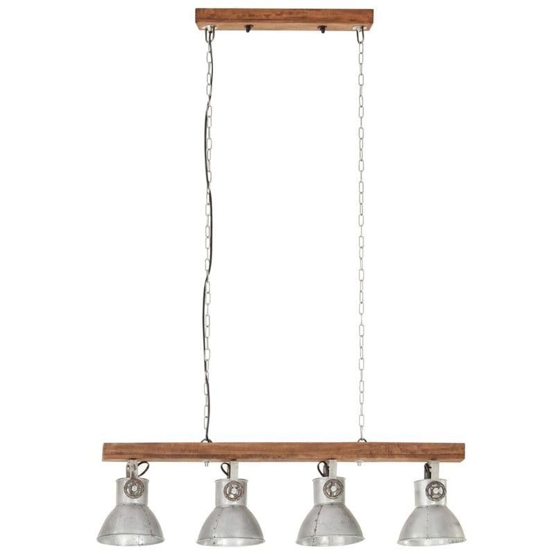 Industrial Ceiling Lamp Silver E27 Mango Wood