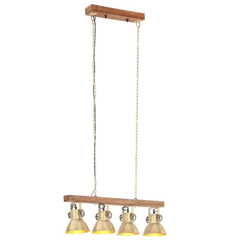 Industrial Ceiling Lamp Brass E27 Mango Wood