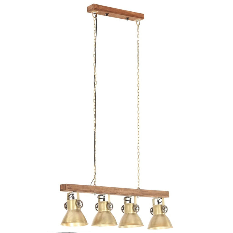 Industrial Ceiling Lamp Brass E27 Mango Wood