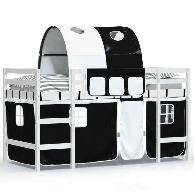 Kids' Loft Bed with Tunnel without Mattress White&Black 80x200cm