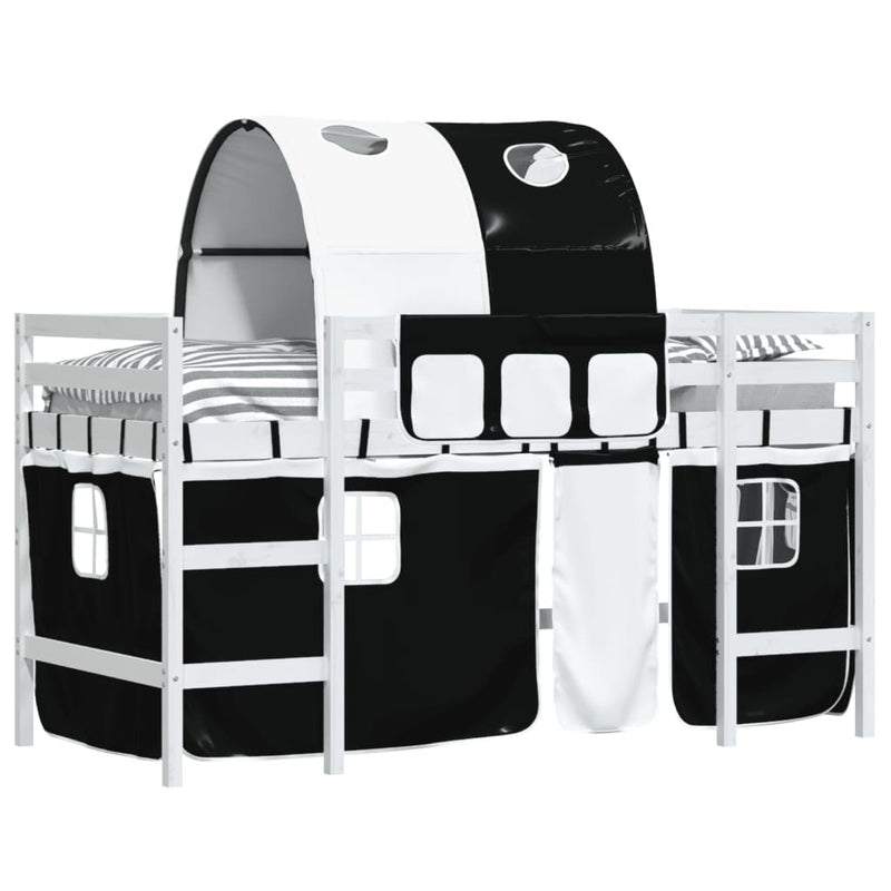 Kids' Loft Bed with Tunnel without Mattress White&Black 80x200cm