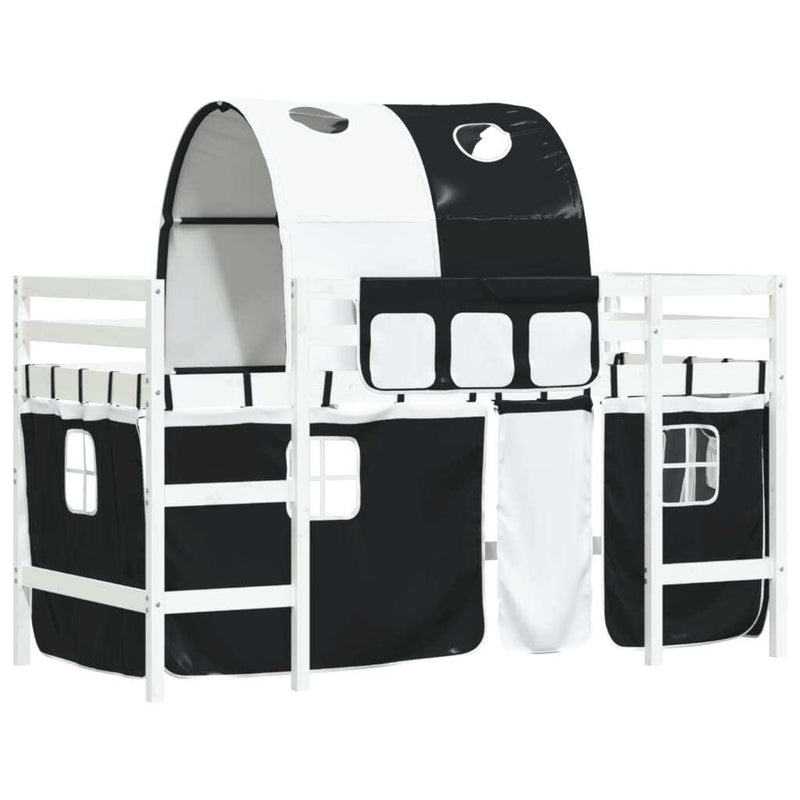 Kids' Loft Bed with Tunnel without Mattress White&Black 80x200cm