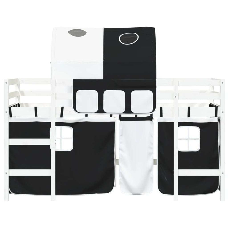 Kids' Loft Bed with Tunnel without Mattress White&Black 80x200cm