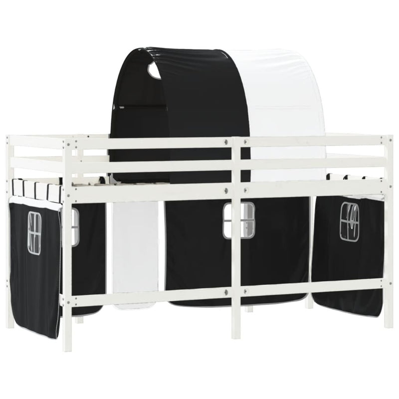 Kids' Loft Bed with Tunnel without Mattress White&Black 80x200cm