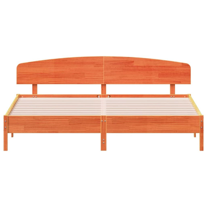 Bed Frame without Mattress Wax Brown 200x200 cm Solid Wood Pine