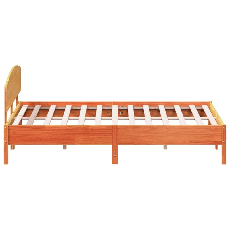 Bed Frame without Mattress Wax Brown 200x200 cm Solid Wood Pine