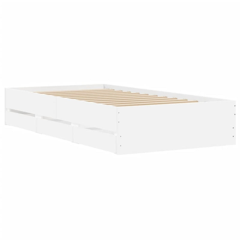 Bed Frame with Drawers without Mattress White 90x200 cm