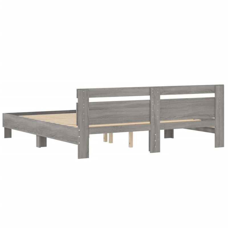 Bed Frame without Mattress Grey Sonoma 180x200 cm Super King