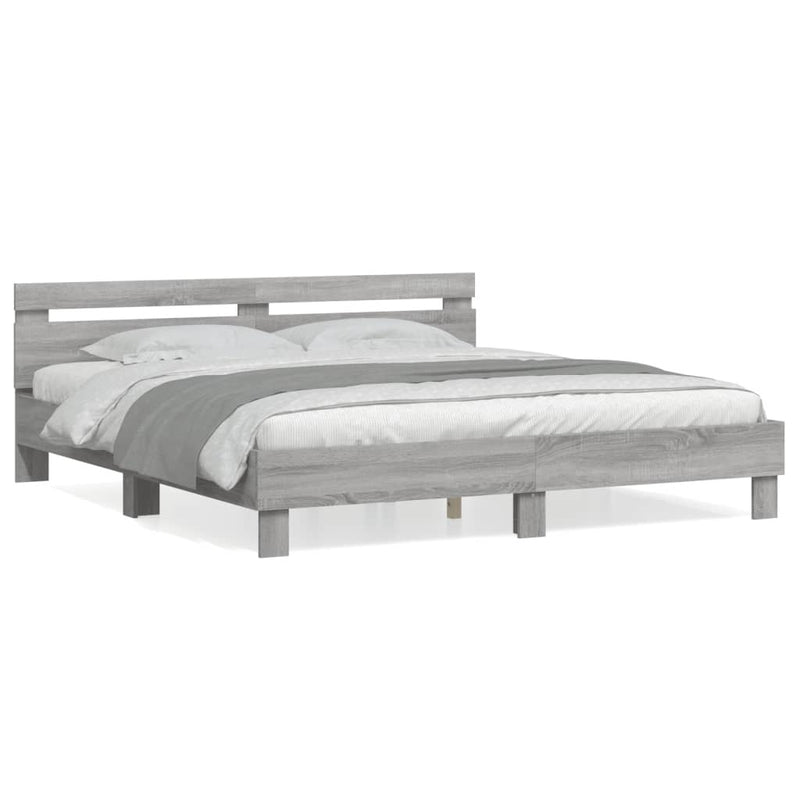 Bed Frame without Mattress Grey Sonoma 180x200 cm Super King