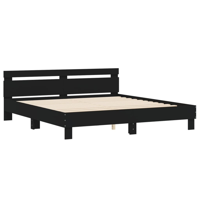 Bed Frame with LED without Mattress Black 160x200 cm