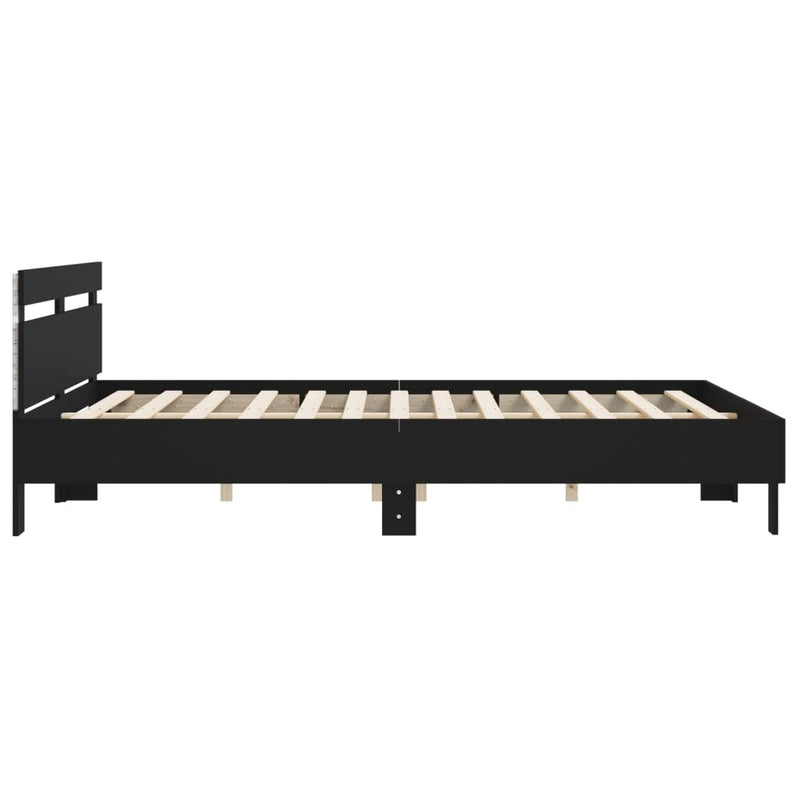 Bed Frame with LED without Mattress Black 160x200 cm