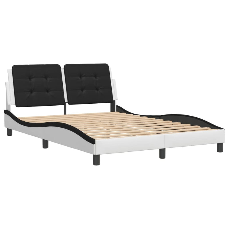 Bed Frame without Mattress White and Black 120x200 cm Faux Leather