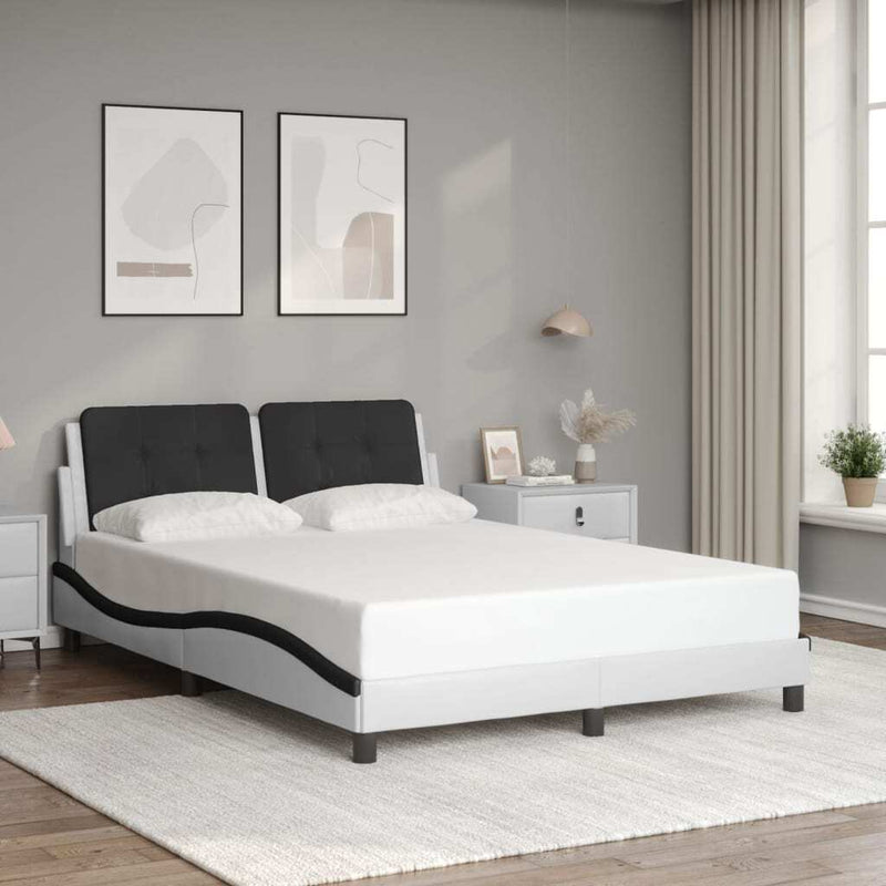 Bed Frame without Mattress White and Black 120x200 cm Faux Leather