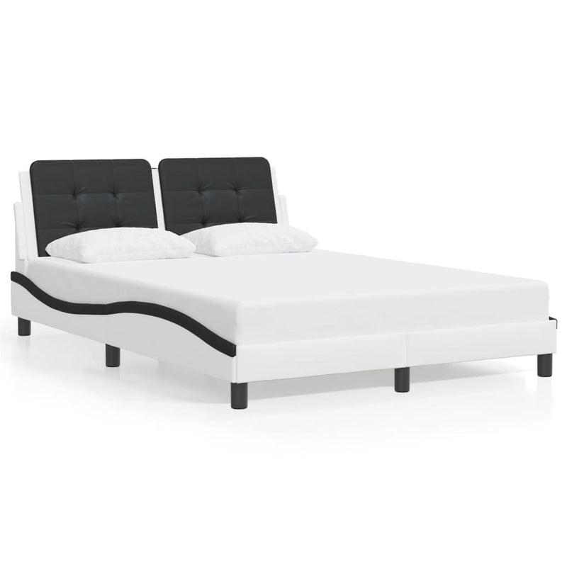 Bed Frame without Mattress White and Black 120x200 cm Faux Leather