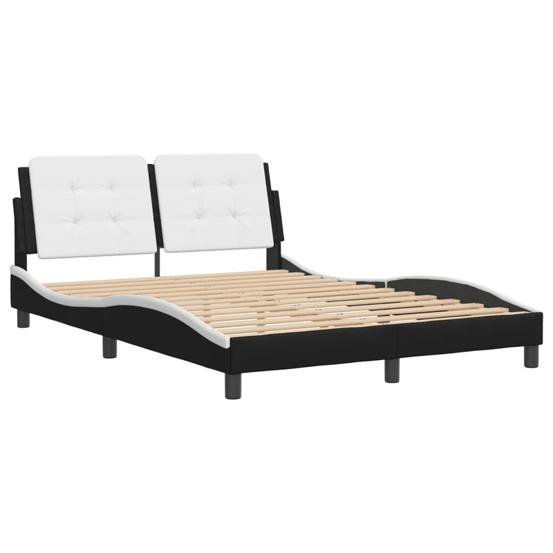 Bed Frame without Mattress Black and White 140x200 cm Faux Leather