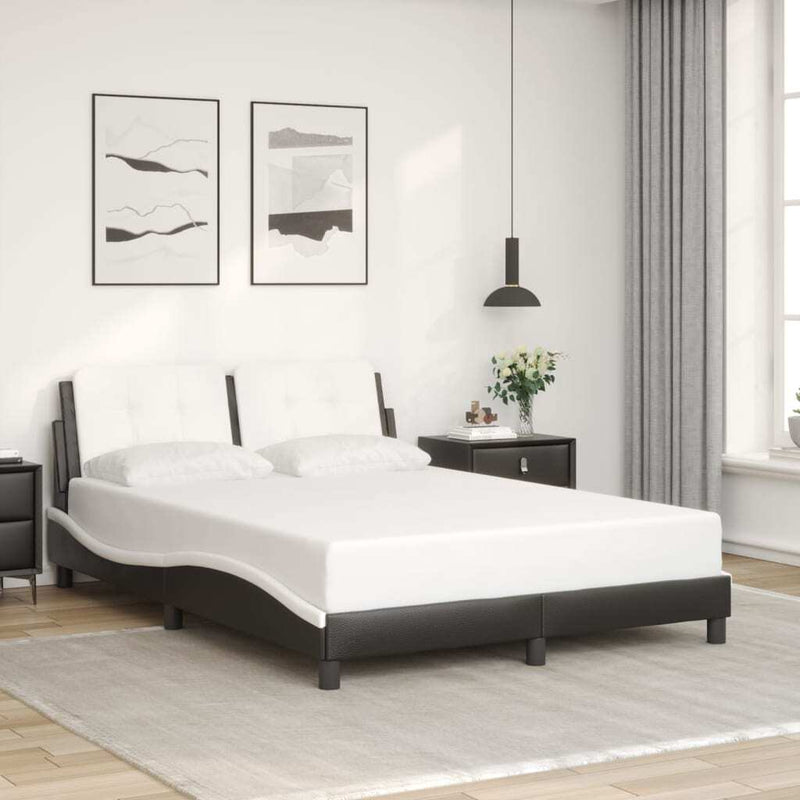 Bed Frame without Mattress Black and White 140x200 cm Faux Leather