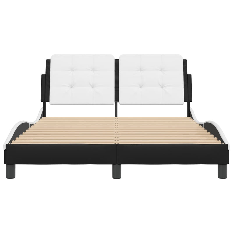 Bed Frame without Mattress Black and White 140x200 cm Faux Leather