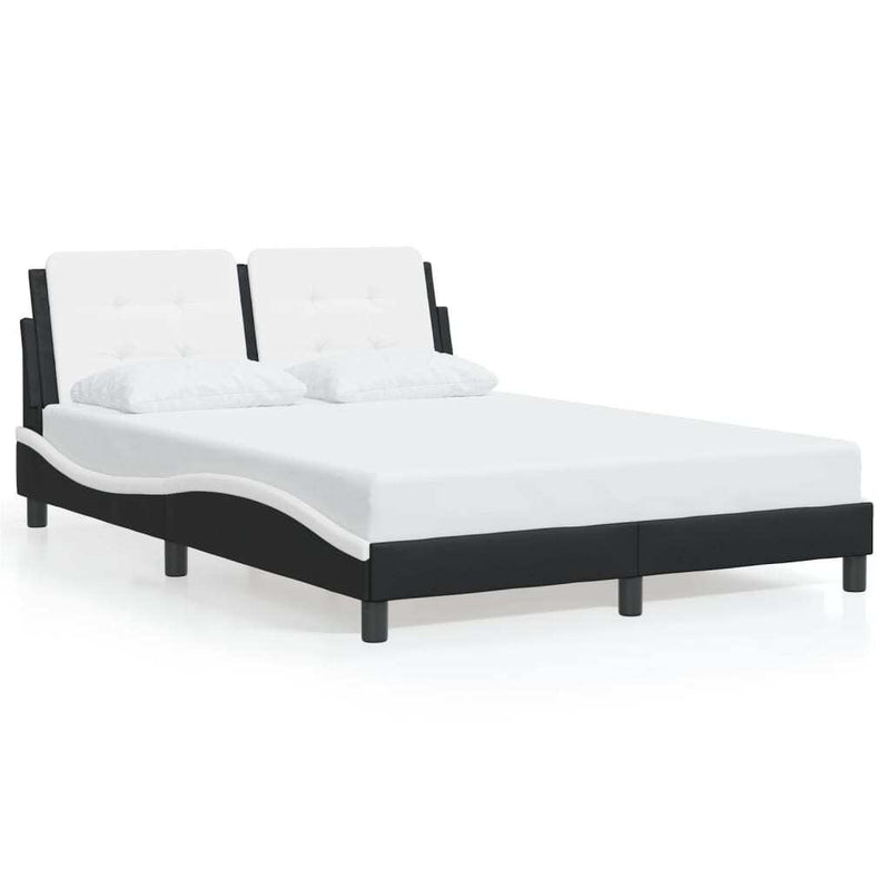 Bed Frame without Mattress Black and White 140x200 cm Faux Leather