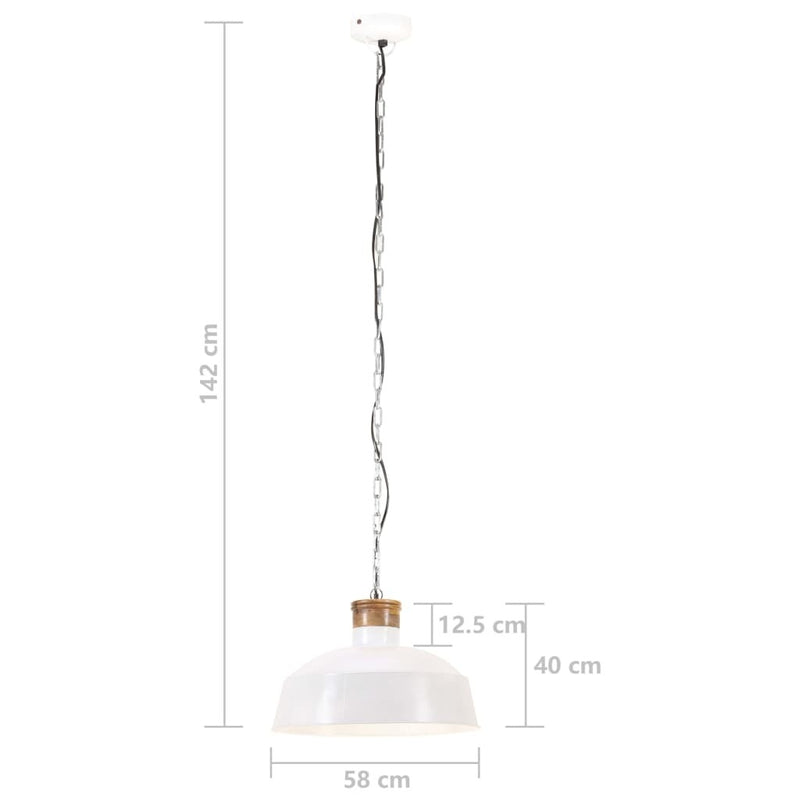 Industrial Hanging Lamp 58 cm White E27