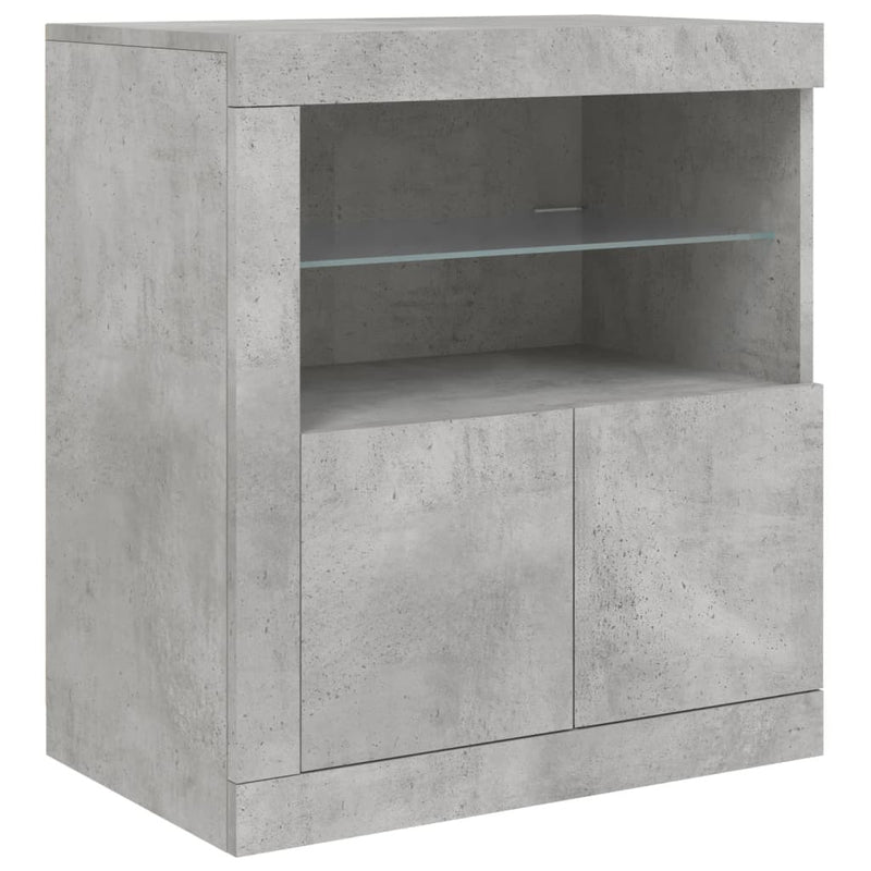 Sideboard with LED Lights Concrete Grey 202x37x67 cm