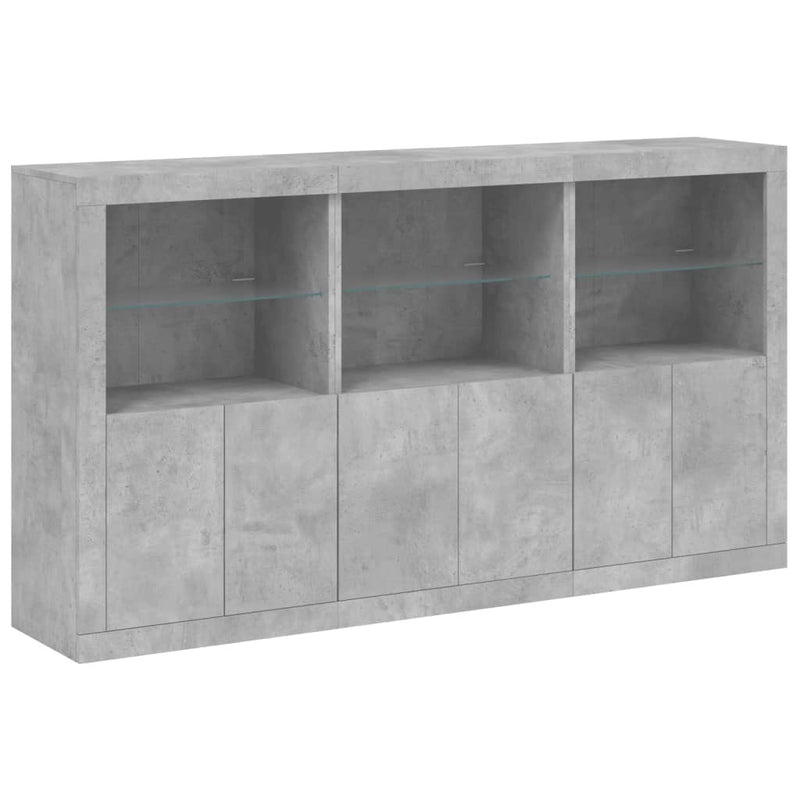 Sideboard with LED Lights Concrete Grey 181.5x37x100 cm