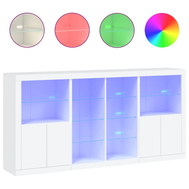 Sideboard with LED Lights White 202x37x100 cm