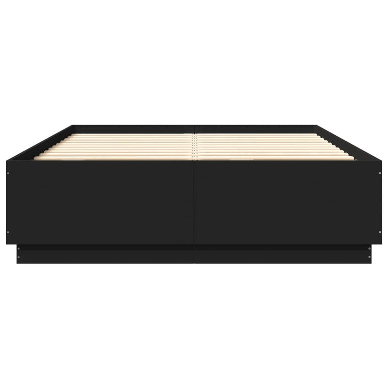 Bed Frame with LED without Mattress Black 160x200 cm