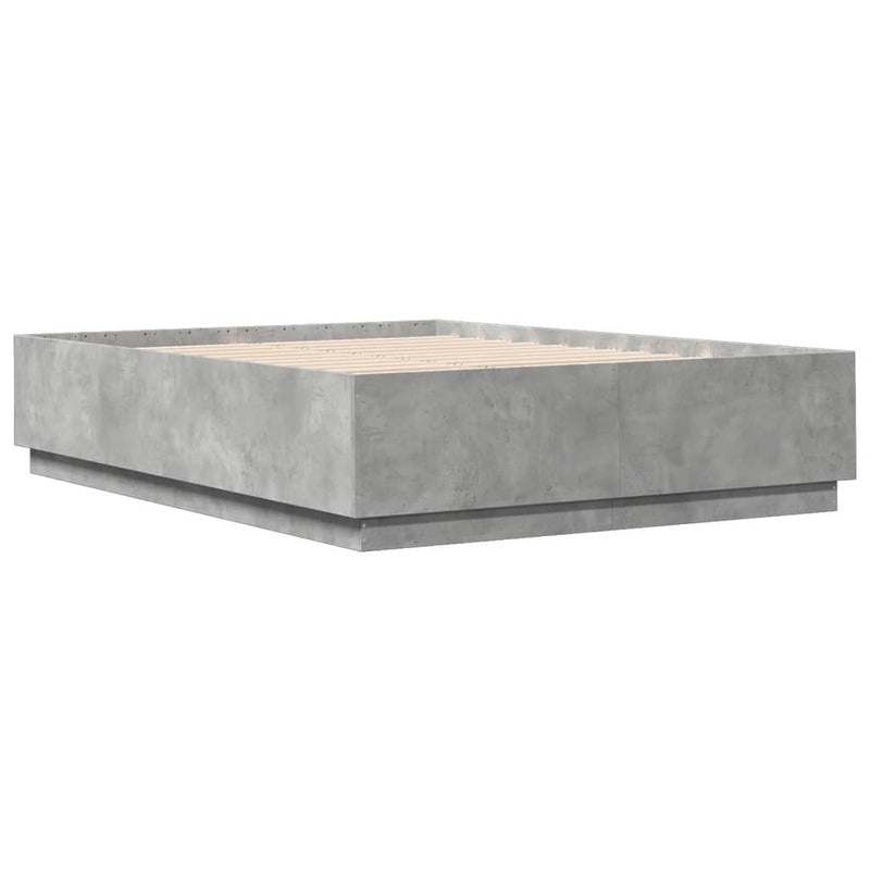 Bed Frame with LED without Mattress Concrete Grey 160x200 cm